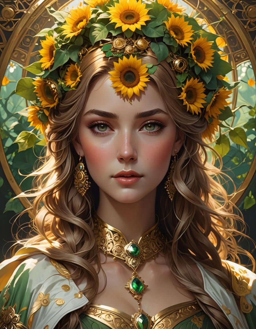 Irish Princess with Sunflower, Detailed Concept Art