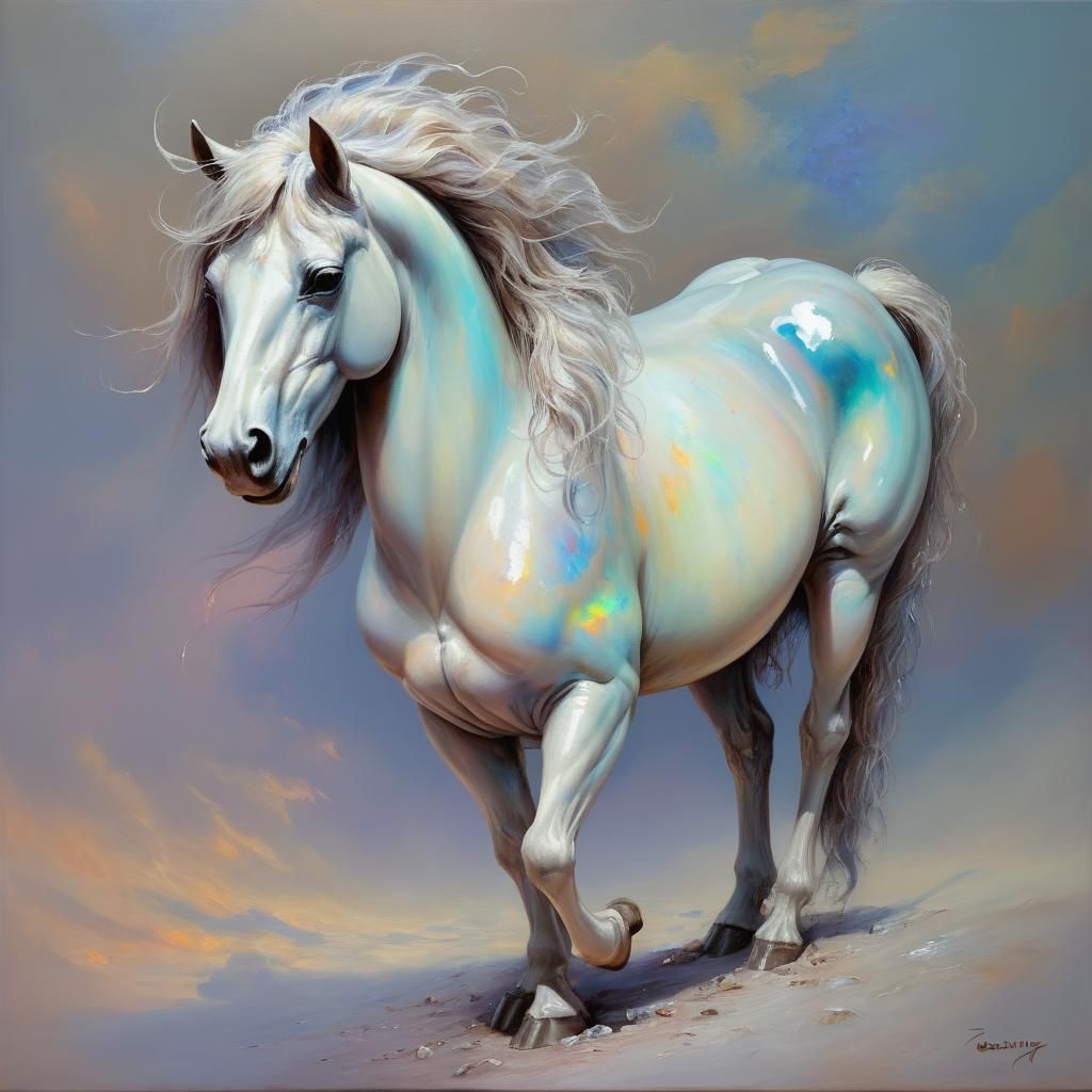 Opal Horse as Oil Painting