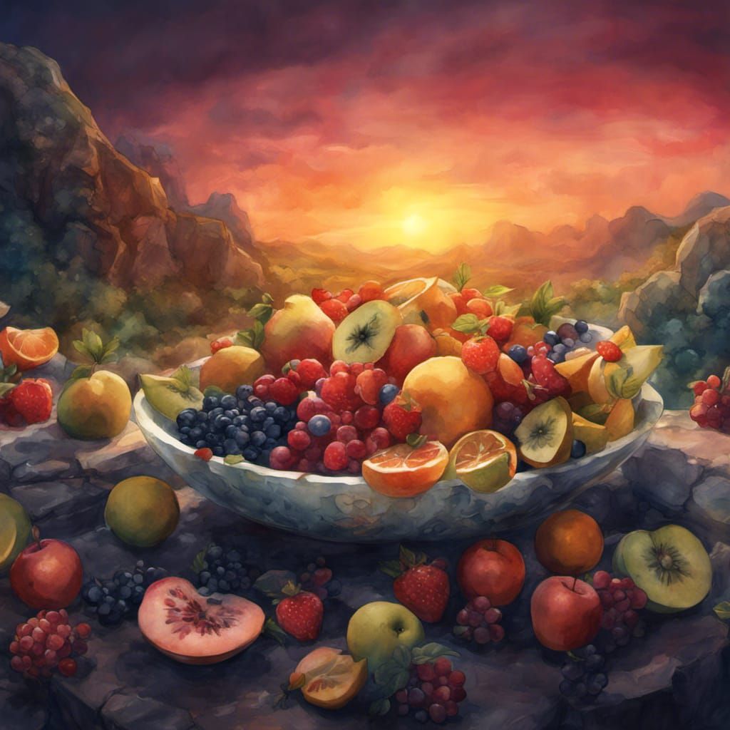 Fruit Bowl Still Life in Watercolour Style