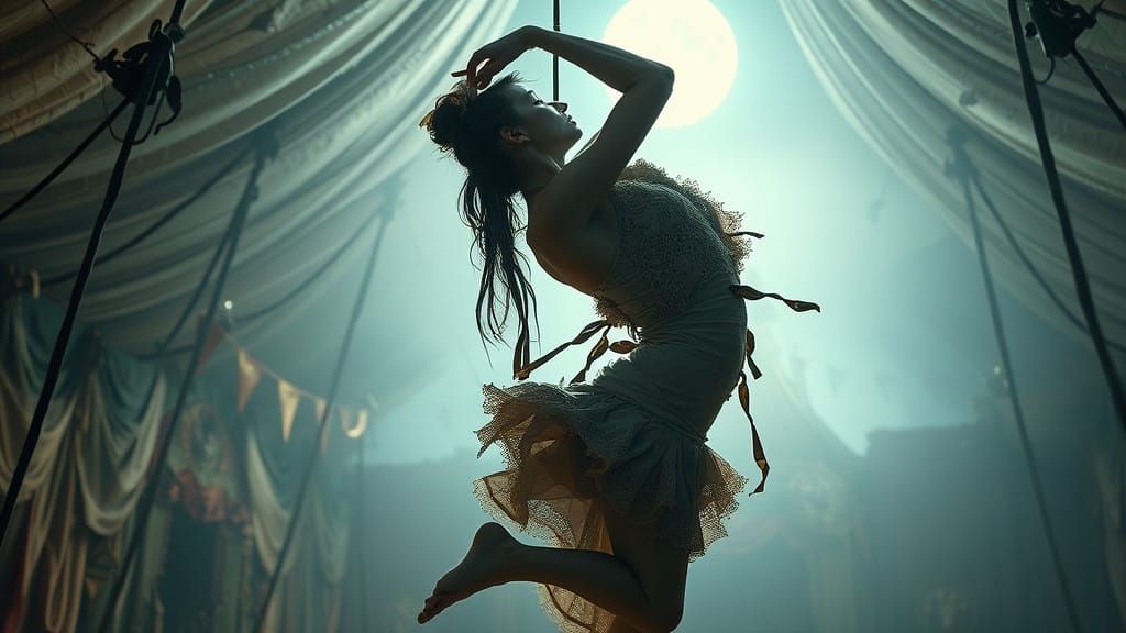 Ethereal Gothic Contortionist Performs Under Moonlit Abandon...