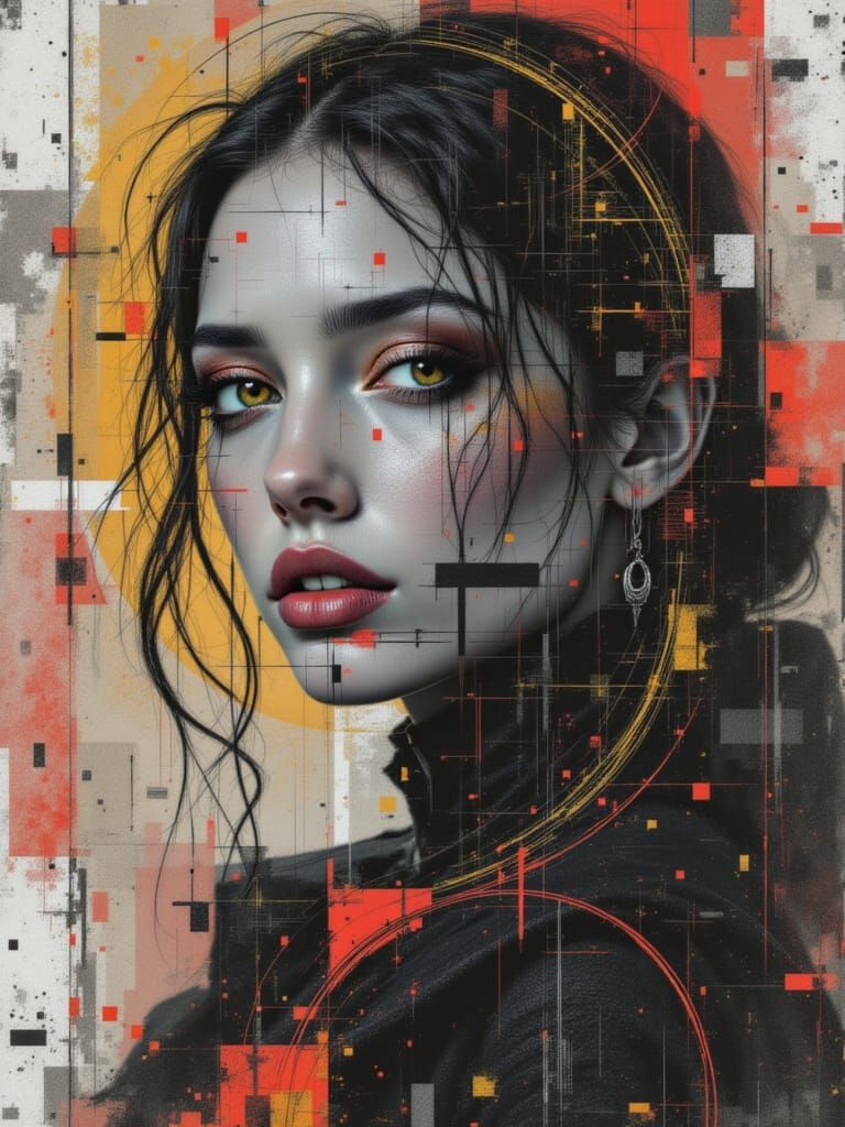 Corrupted Fresco Fragment Digital Painting