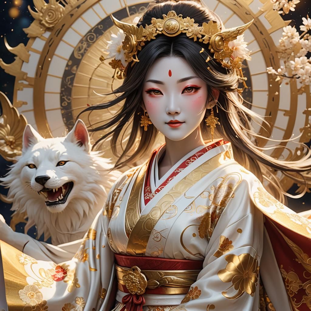 Amaterasu in a kimono.