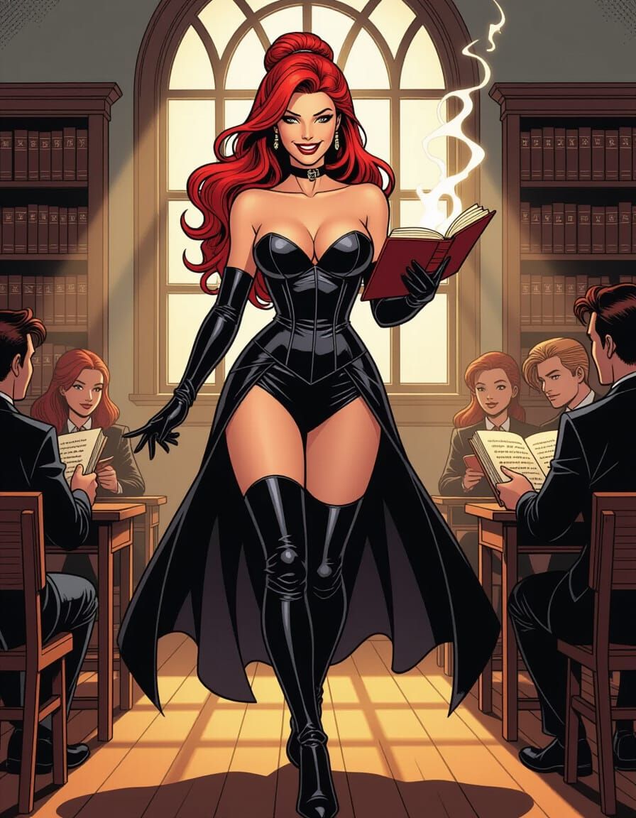 Jean Grey Teaches Young Wizards in Comic Art Style