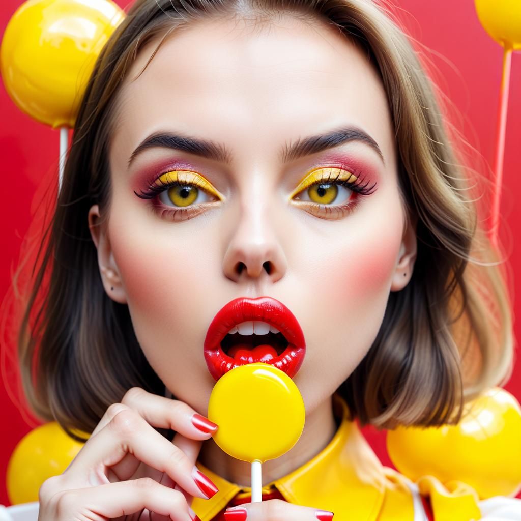 Inviting Close-up of Woman with Lollipop
