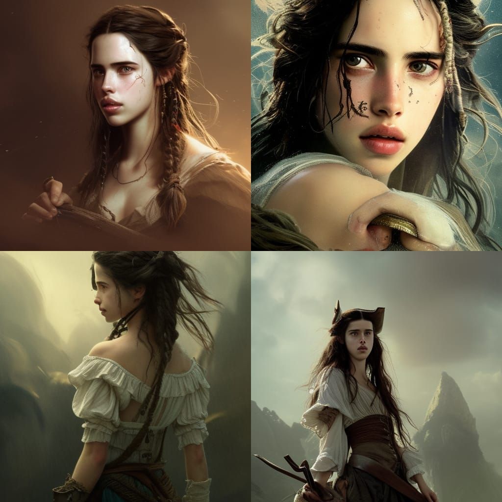 Margaret Qualley as Pirate, Art Nouveau Style