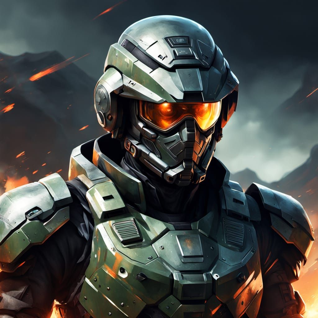 Futuristic Commander in Gritty Tactical Suit