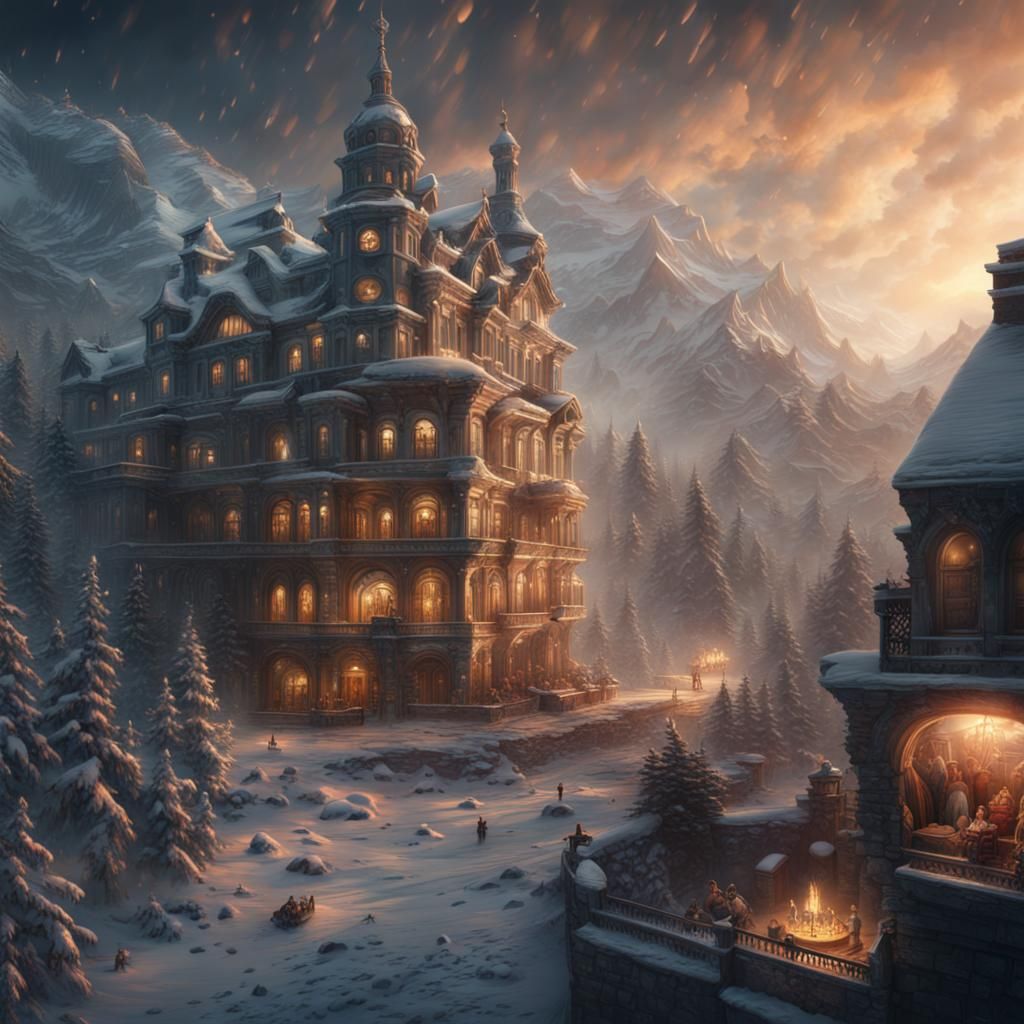 Epic December Celebration in Digital Matte Painting