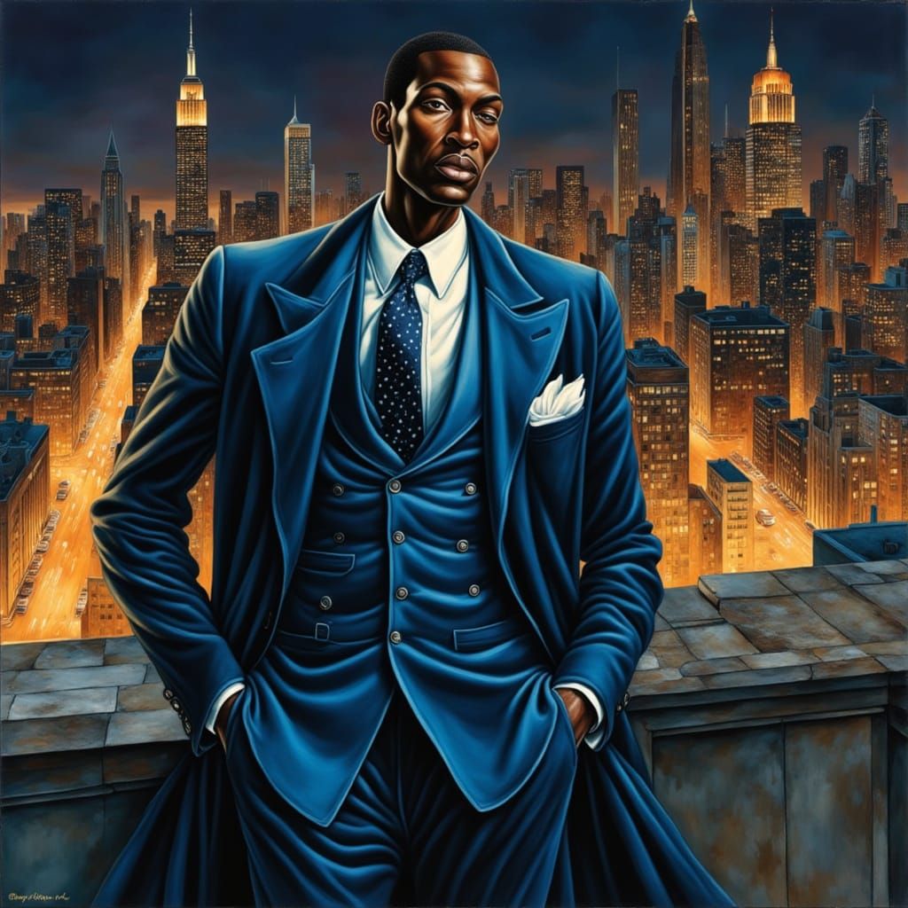 Powerful Black Man in Expressionist Neo-Impressionist Style