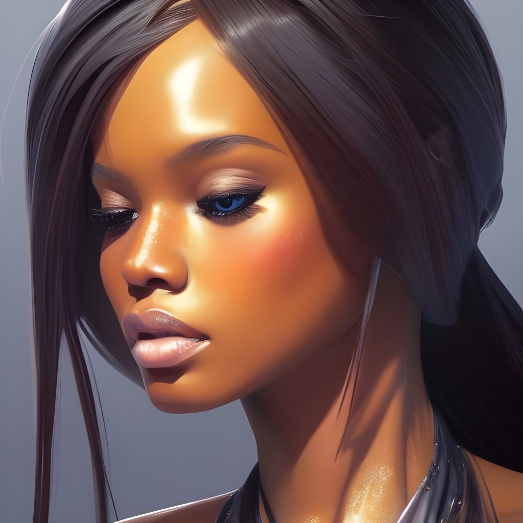 Hyperdetailed Black Barbie Portrait in Art Nouveau Style