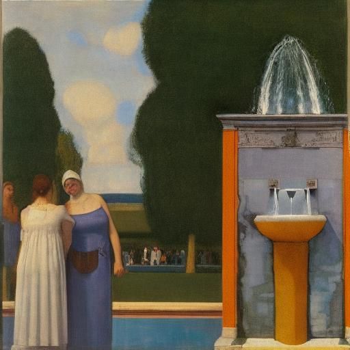 Fontainebleau Fountain Scene: Rothko Colors, Ingres Lines