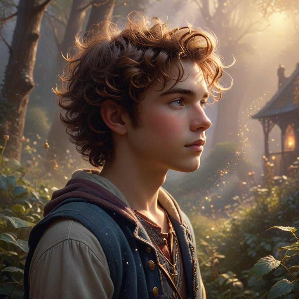 Serene Boy in Ethereal Landscape