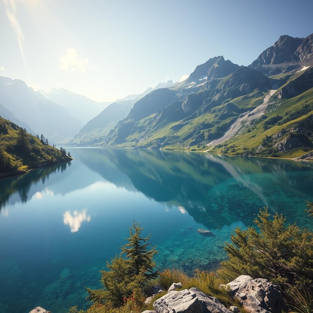 Alpine Lake in Dreamlike Ethereal Style