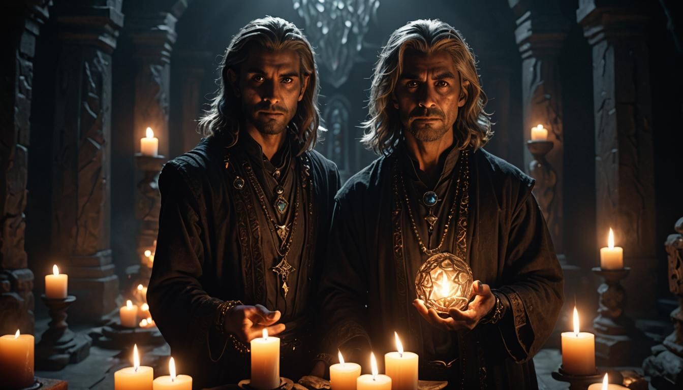 Mystical Character Portrait in Dark Chamber