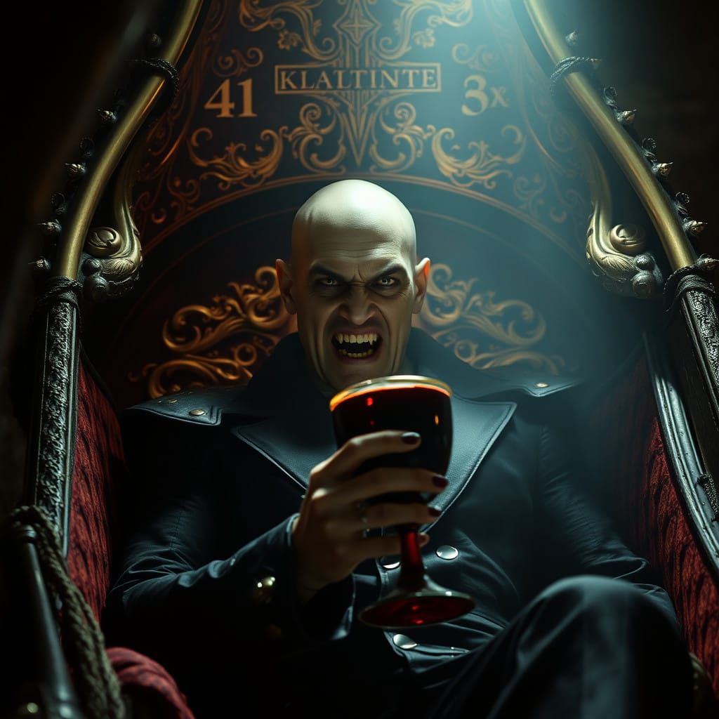 Vampire Lord in Crypt, Majestic and Fierce