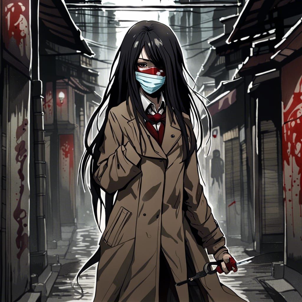 Creepy Kuchisake Onna in Anime Style