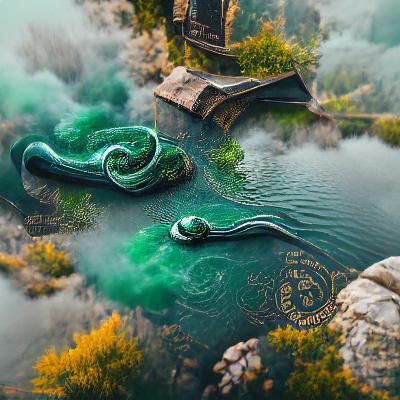 Slytherin Serpent in Green and Silver: Digital Painting