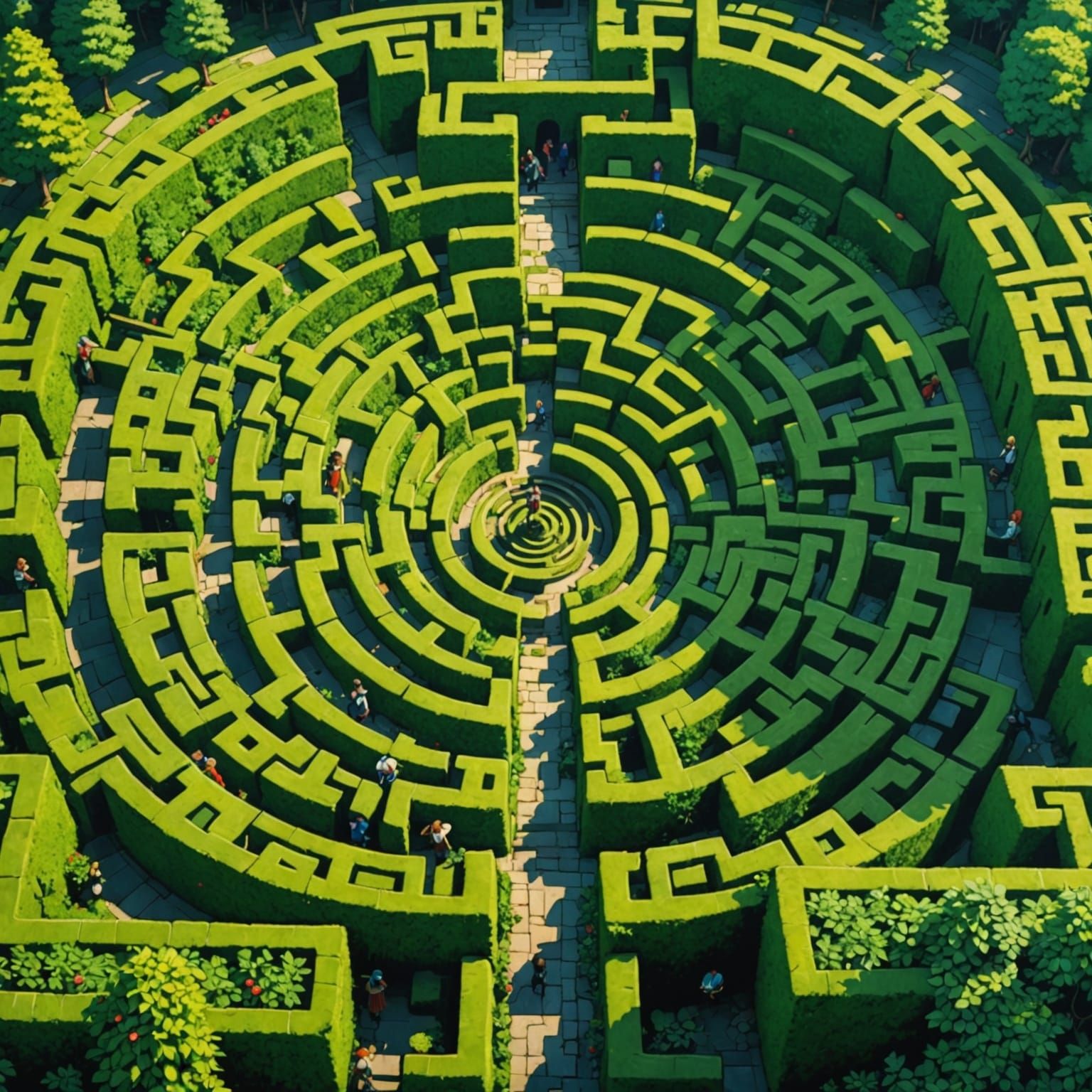 Mathematician's Maze in Vibrant, Intricate Squares