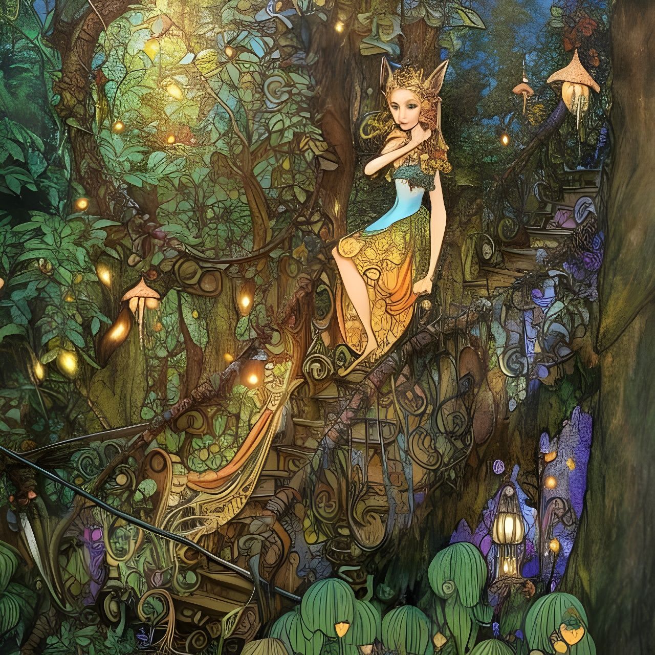 Enchanted Elvish Stairway to Fae Treehouse