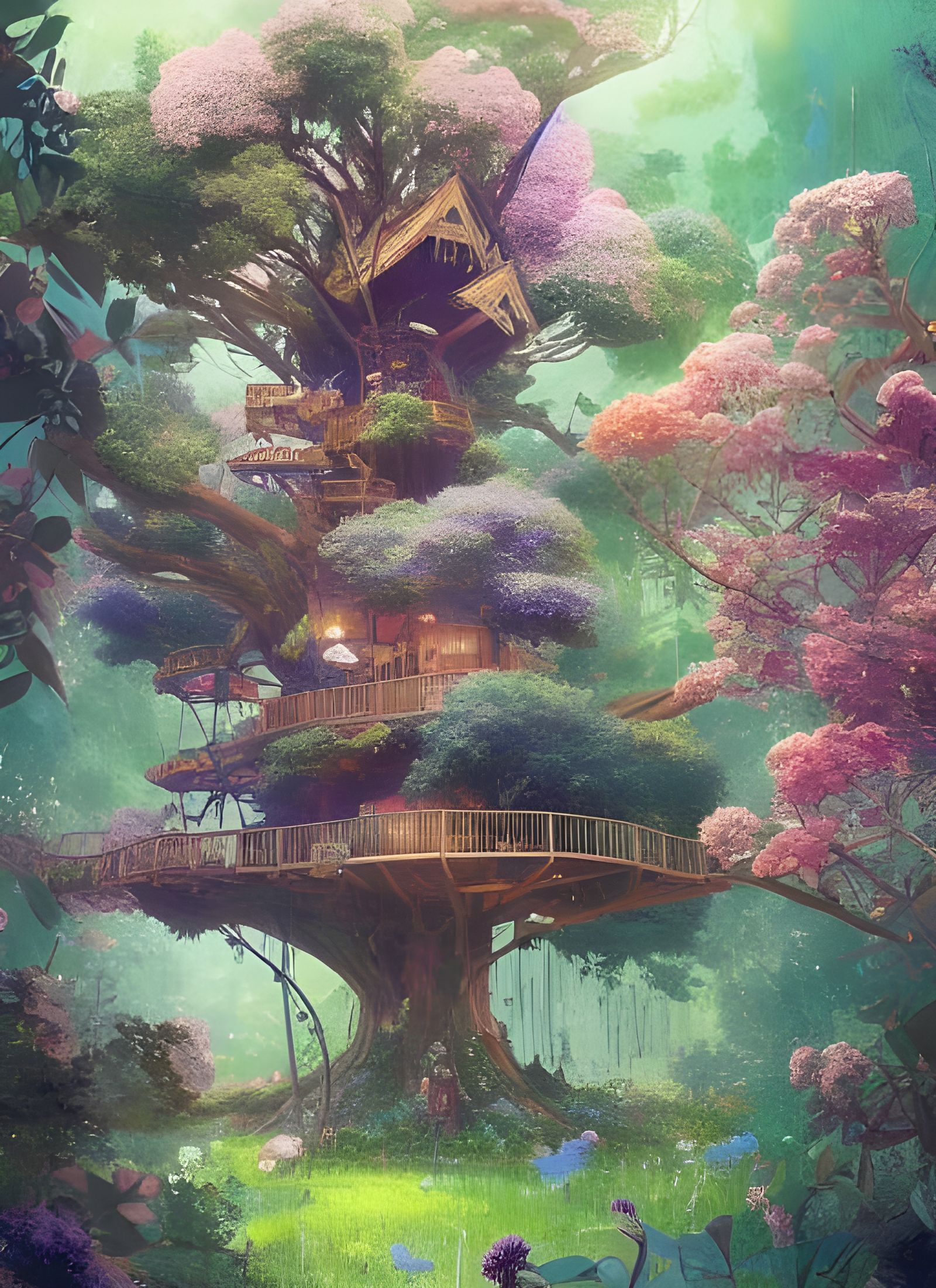 Magical Treehouse Digital Illustration in 8K