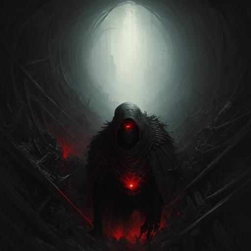 Eerie Red Eyes in Dark Tunnel: Awaits Prey