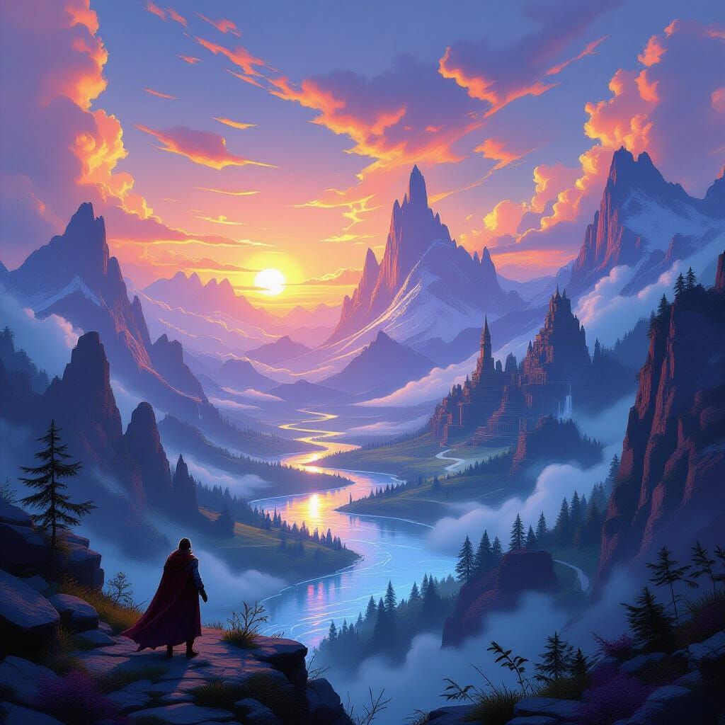Epic Fantasy Landscape with Mystical Energies