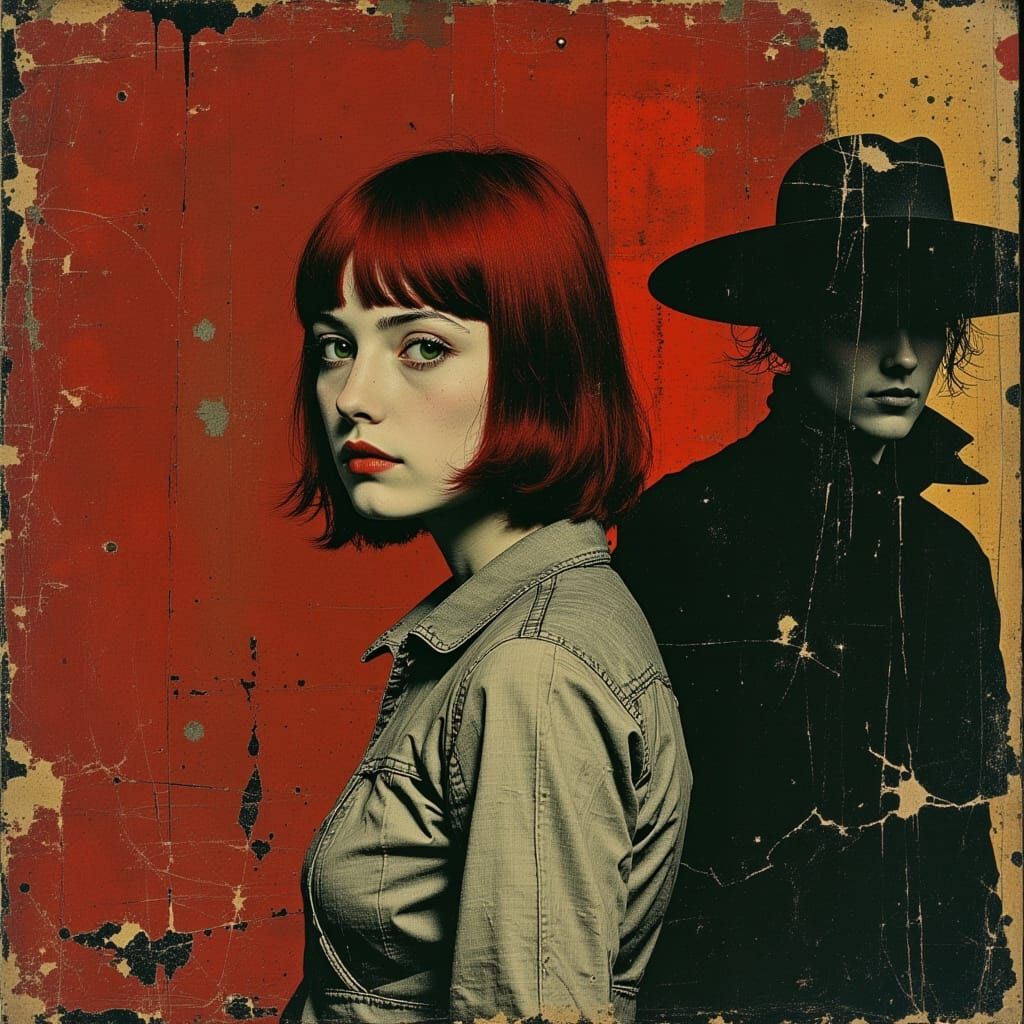 Surreal Impasto Painting of Woman in Dramatic Lighting