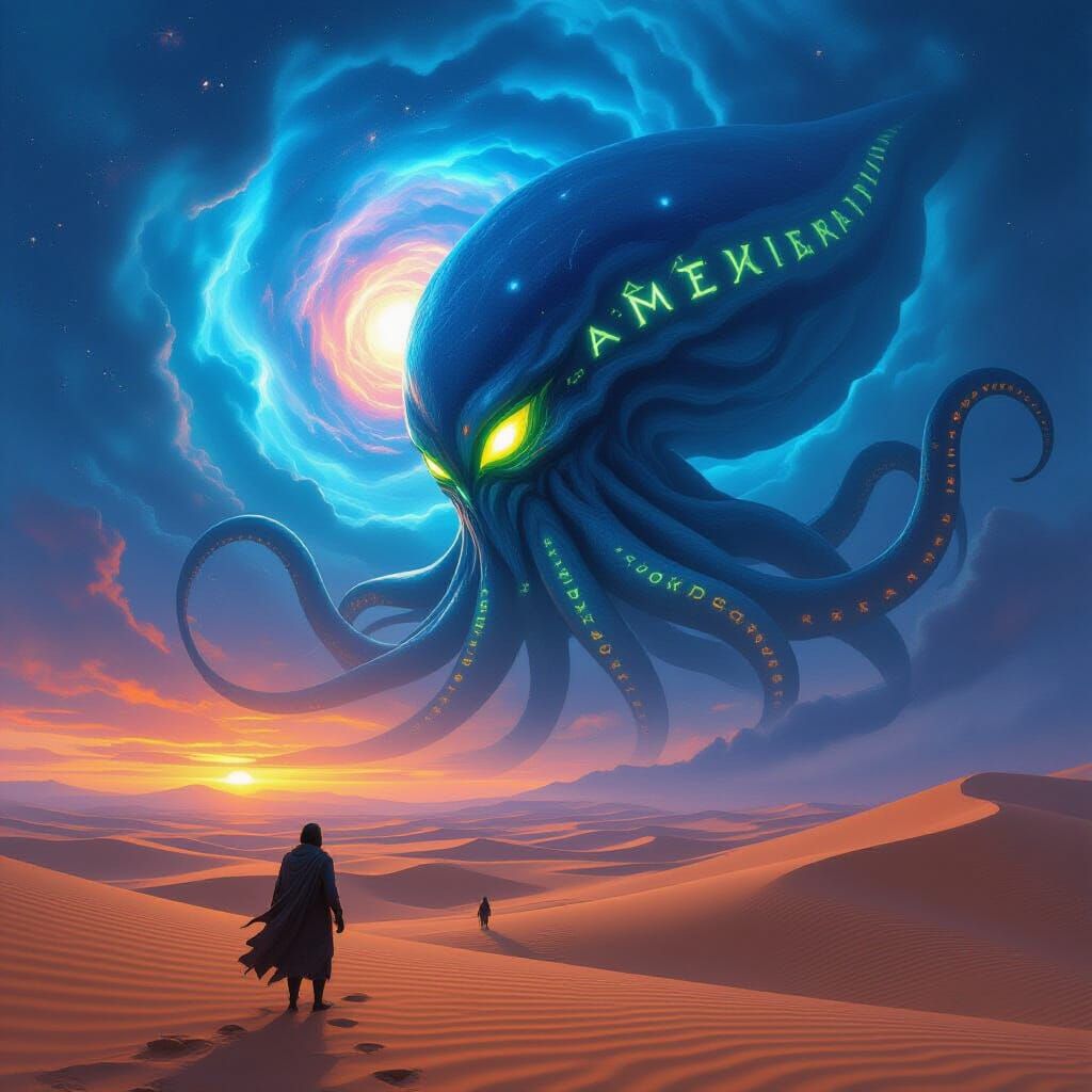 Alien Desert Explorer Discovers Bioluminescent Kraken
