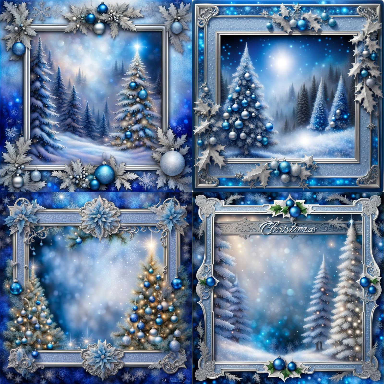 Glittering Christmas Card Frame with Ethereal 3D Elements