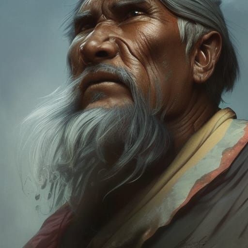 Fantasy Character Portrait: Indigenous Wise Man