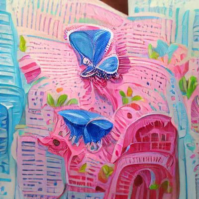 Detailed Gouache Painting of a Pastel Butterfly