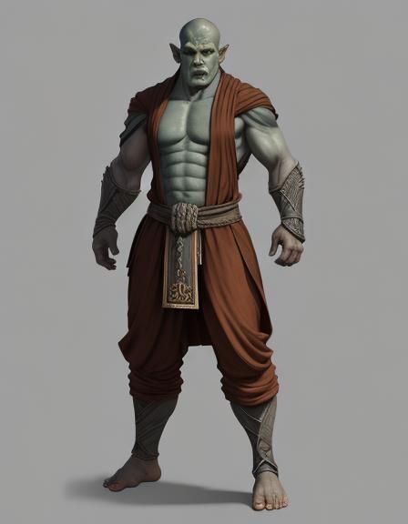 Imposing Half-Orc Monk in Fantasy Art