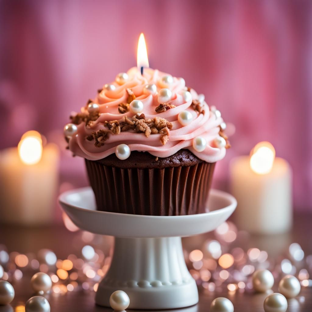 Elaborate German Chocolate Cupcake with Candle