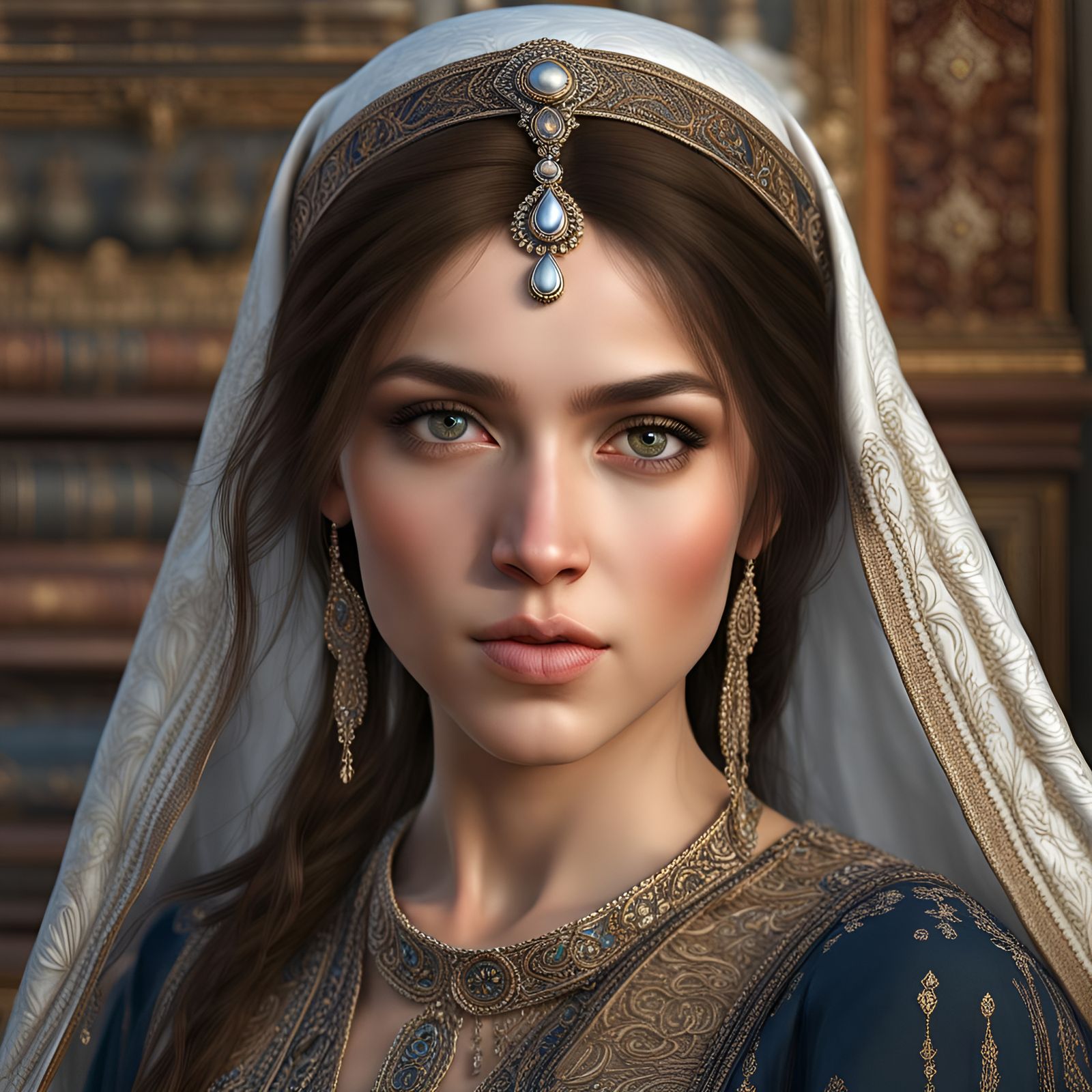 Abkhaz Princess: Hyperrealistic Digital Art Portrait