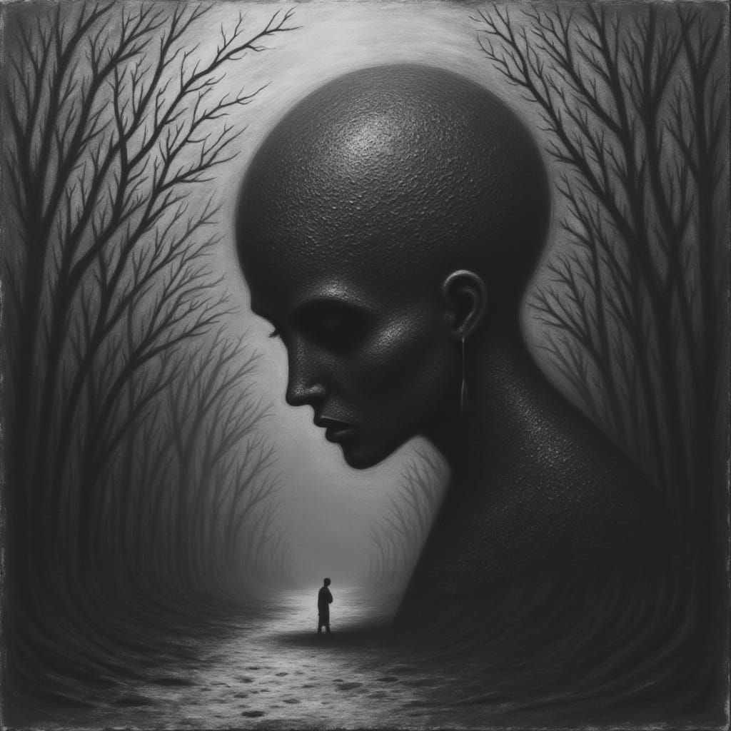 A Psychedelic Blizzard in Charcoal Flux