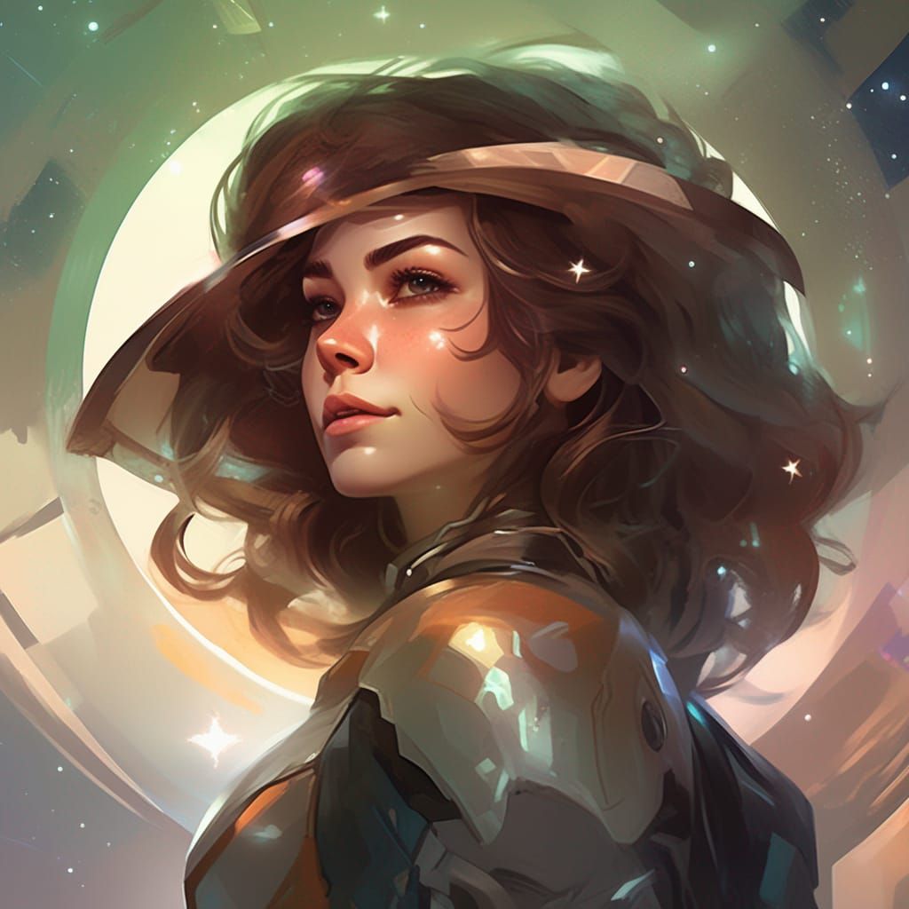 Space Cowgirl Portrait in Hyperdetailed Style