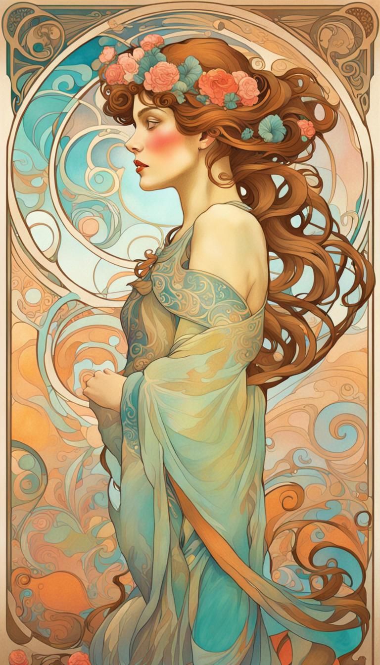 Mucha woman, side view #2