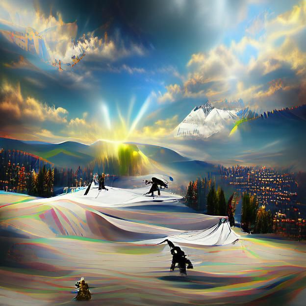 Snowboarding in Sunshine: Matte Painting Style