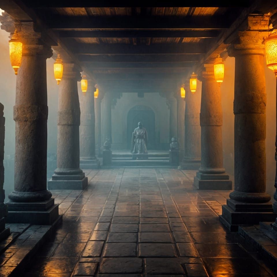 Warrior Monk in Temple Setting