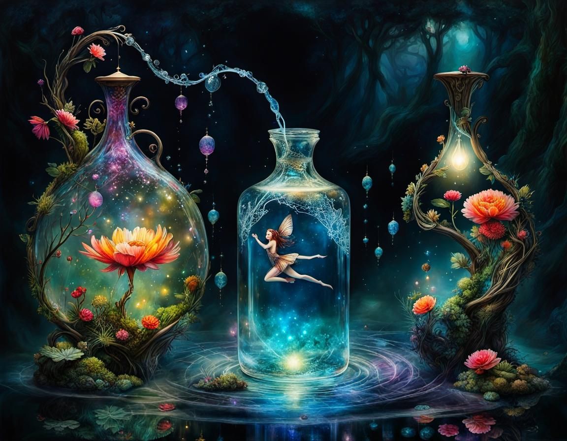 Enchanting Water Dance in Stylized Watercolor Art