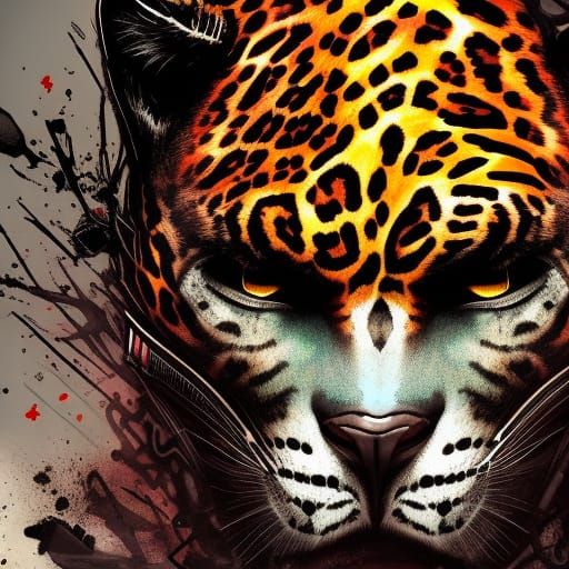Angry Jaguar Portrait in Contemporary Style