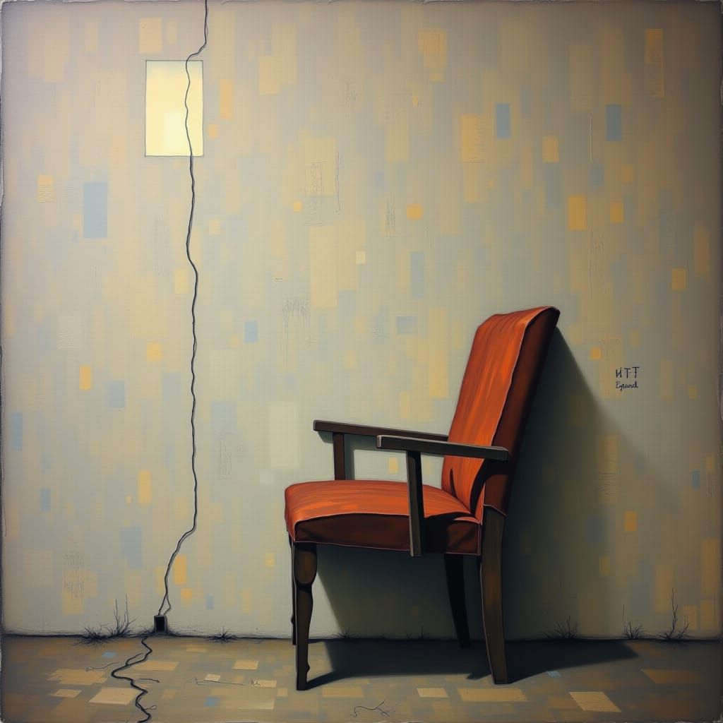 Spectral Chair: A Minimalist Grief Surrealism Portrait