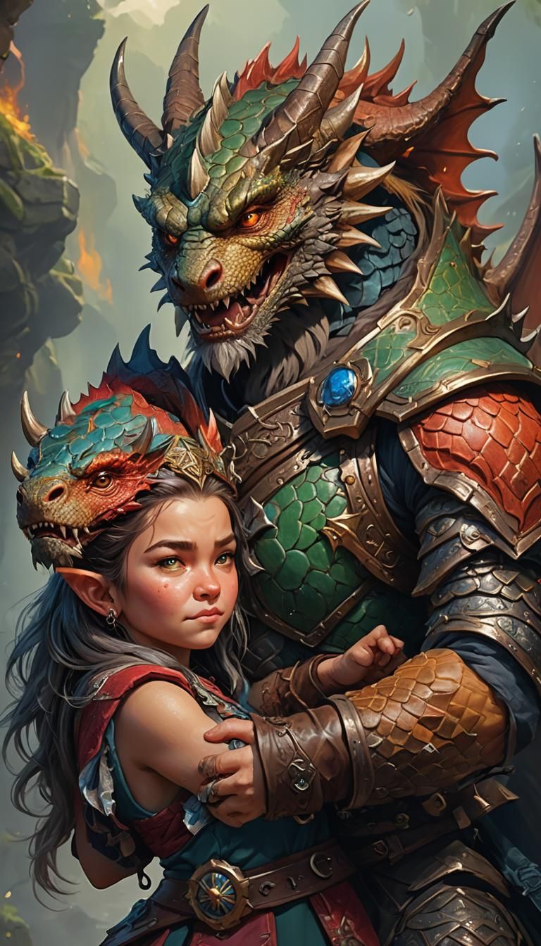 Fantasy Dwarf with Dragon: Hyperrealistic Concept Art