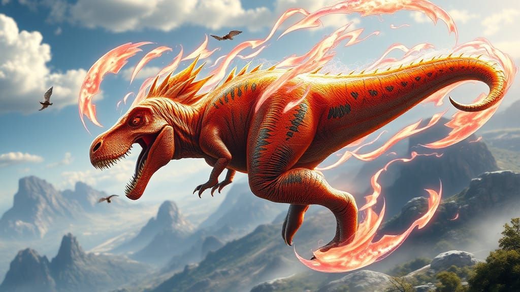 Epic Hybrid of Goku and T-Rex in Anime-Style Concept Art