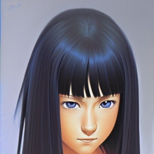 Hinata Hyuga Oil Painting in Gurney Style