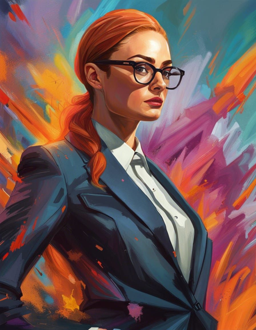 Sophie Turner as Agent Kingsman: Hyperrealistic Splash Art