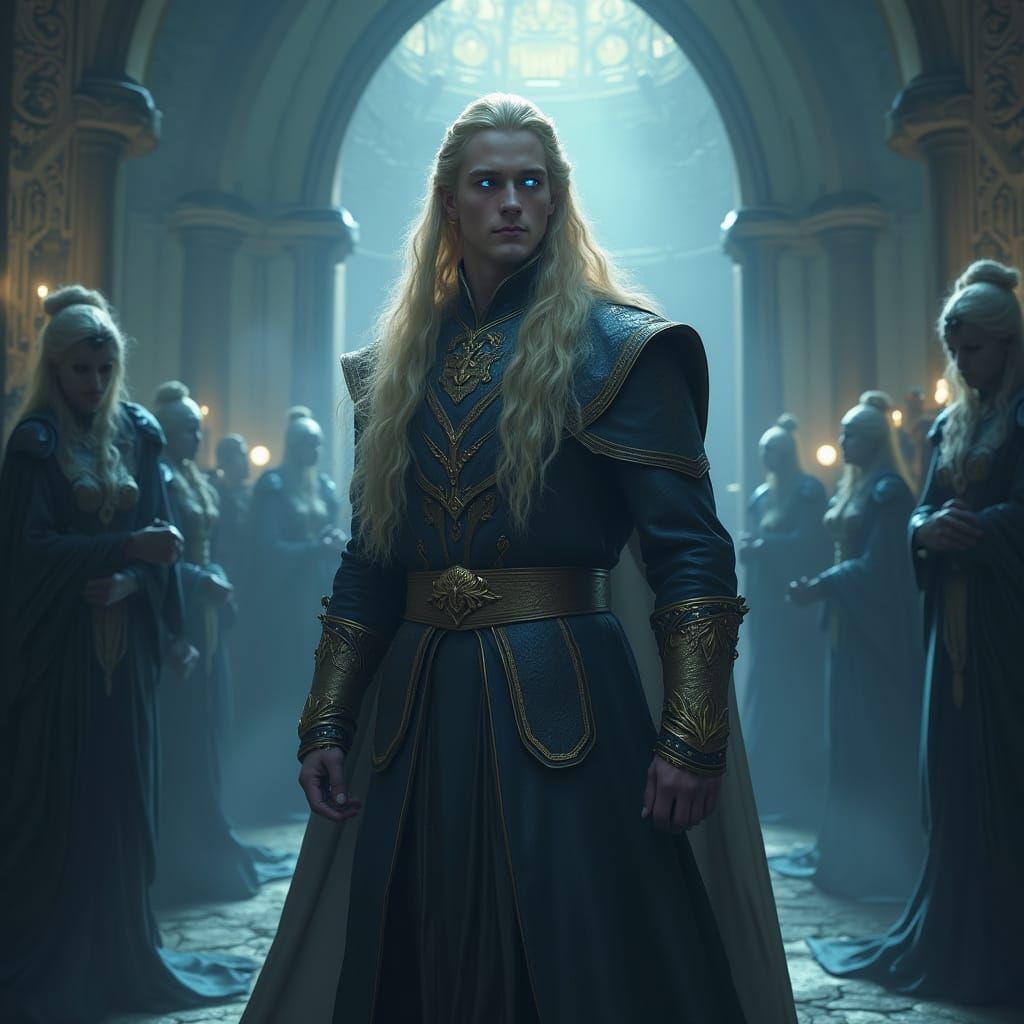 Elegant High Elf in Mystical Halls