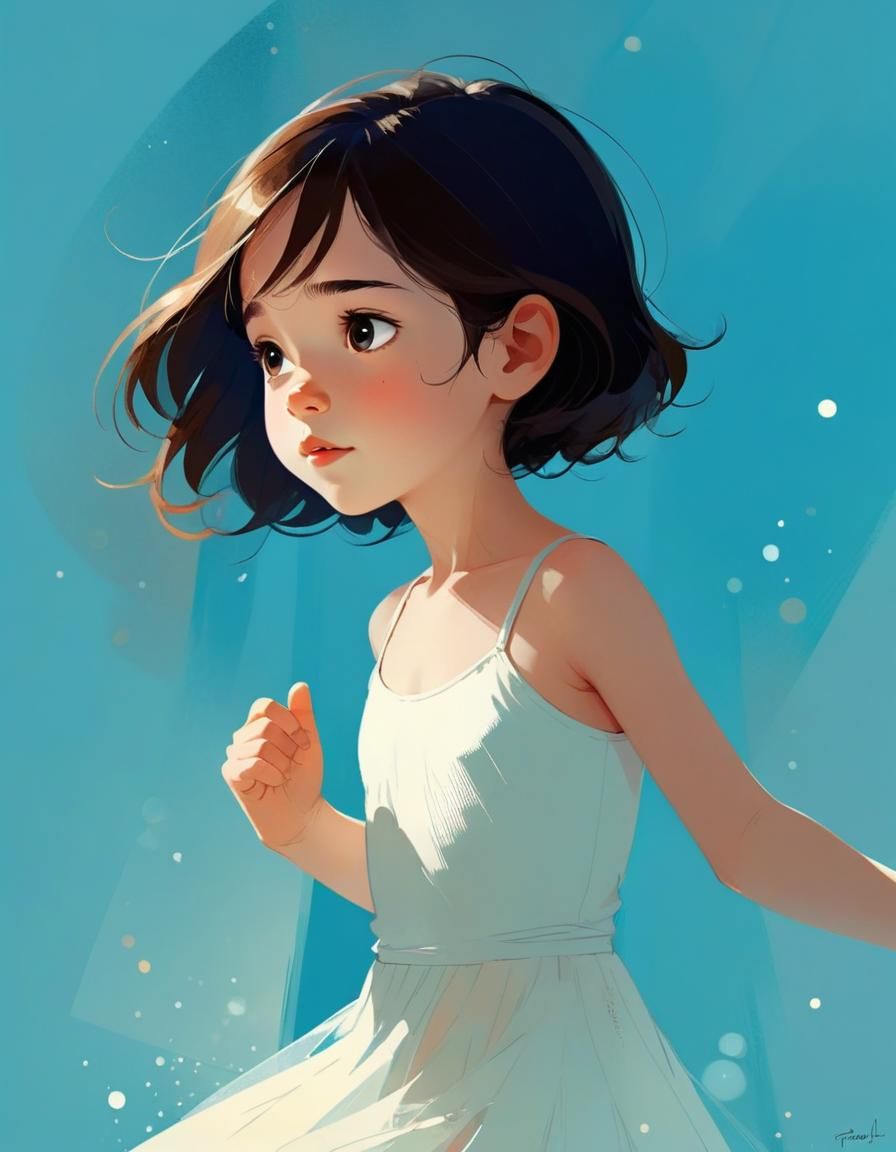 Child Ready to Dance: Cel-Shaded Digital Art