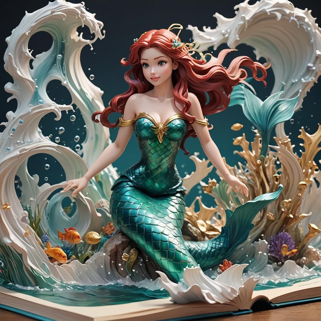 Ariel and the Pop-Up Ocean Wave, Anime Style