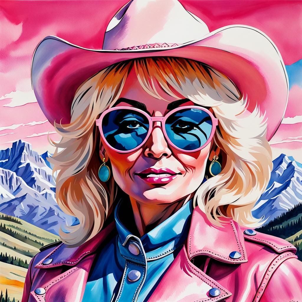 Dolly Parton Pop Art Watercolor Portrait