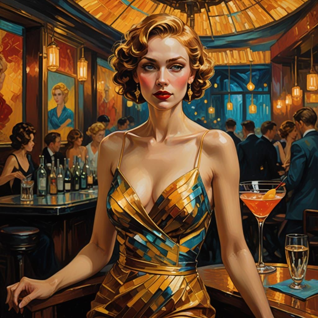 Expressive Woman in a Luxurious Nightclub Scene